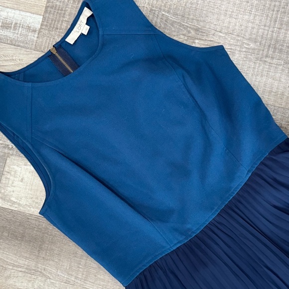 Ann Taylor Loft blue sleeveless pleated skirt A-line dress ❤️ - Picture 3 of 6